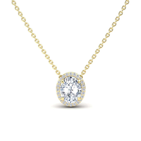 Moissanite & Diamond Halo Necklace - Fabiola