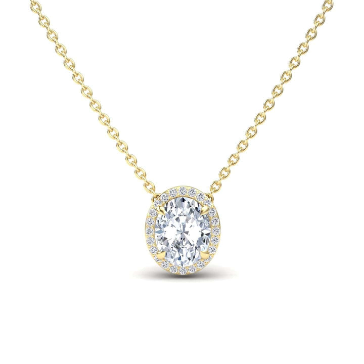 Lab Grown Moissanite & Diamond Halo Necklace - Fabiola