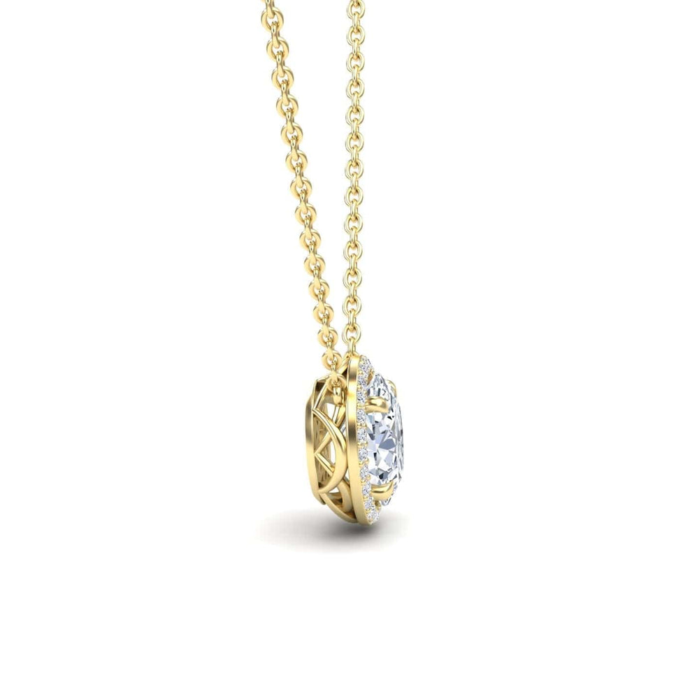 Lab Grown Moissanite & Diamond Halo Necklace - Fabiola