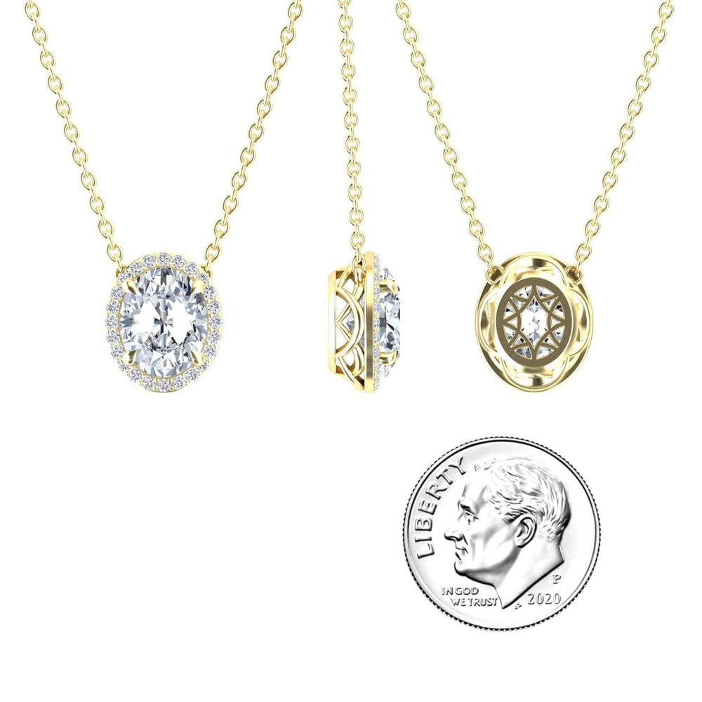 Lab Grown Moissanite & Diamond Halo Necklace - Fabiola