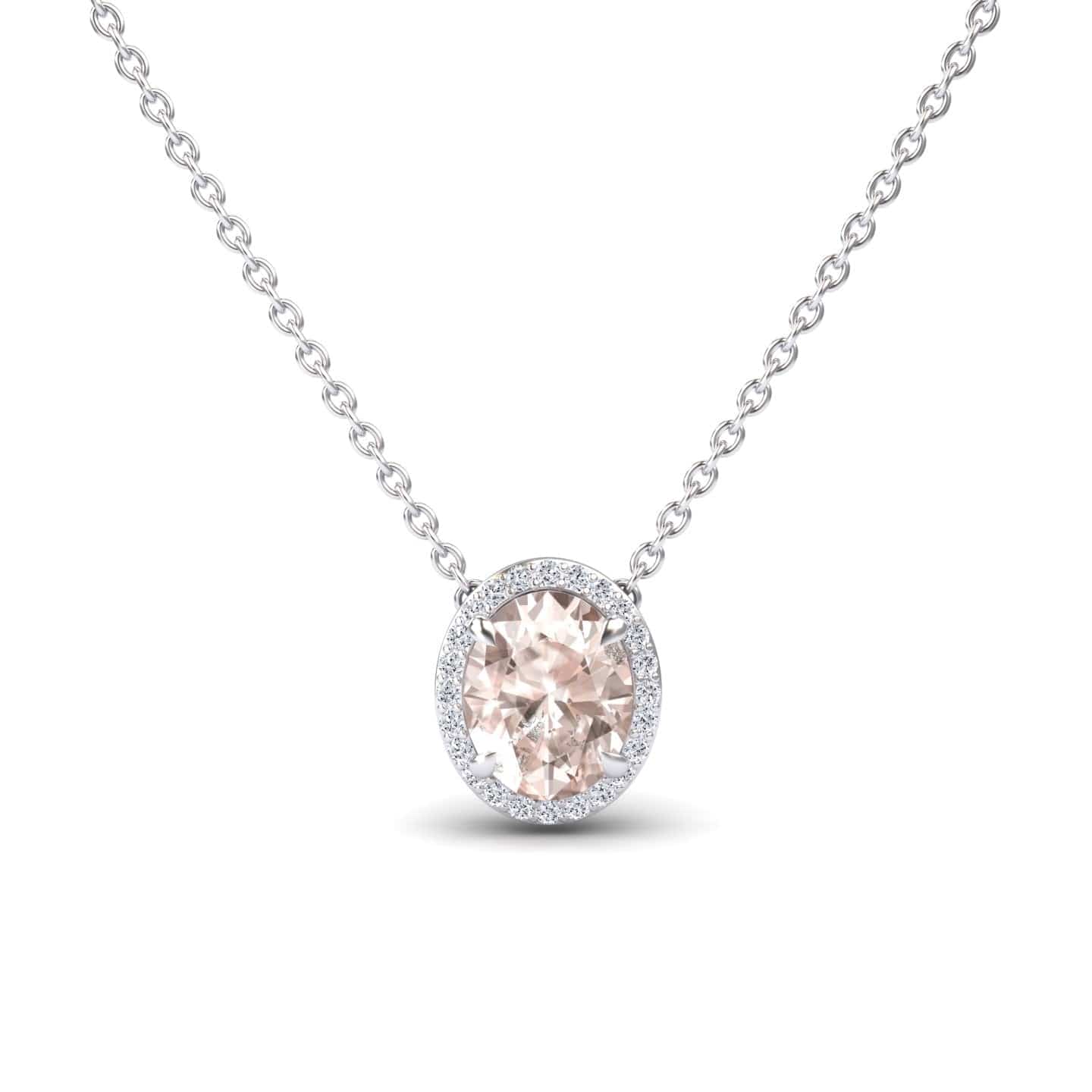 Morganite & Diamond Halo Necklace - Fabiola