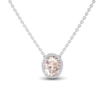 Morganite & Diamond Halo Necklace - Fabiola
