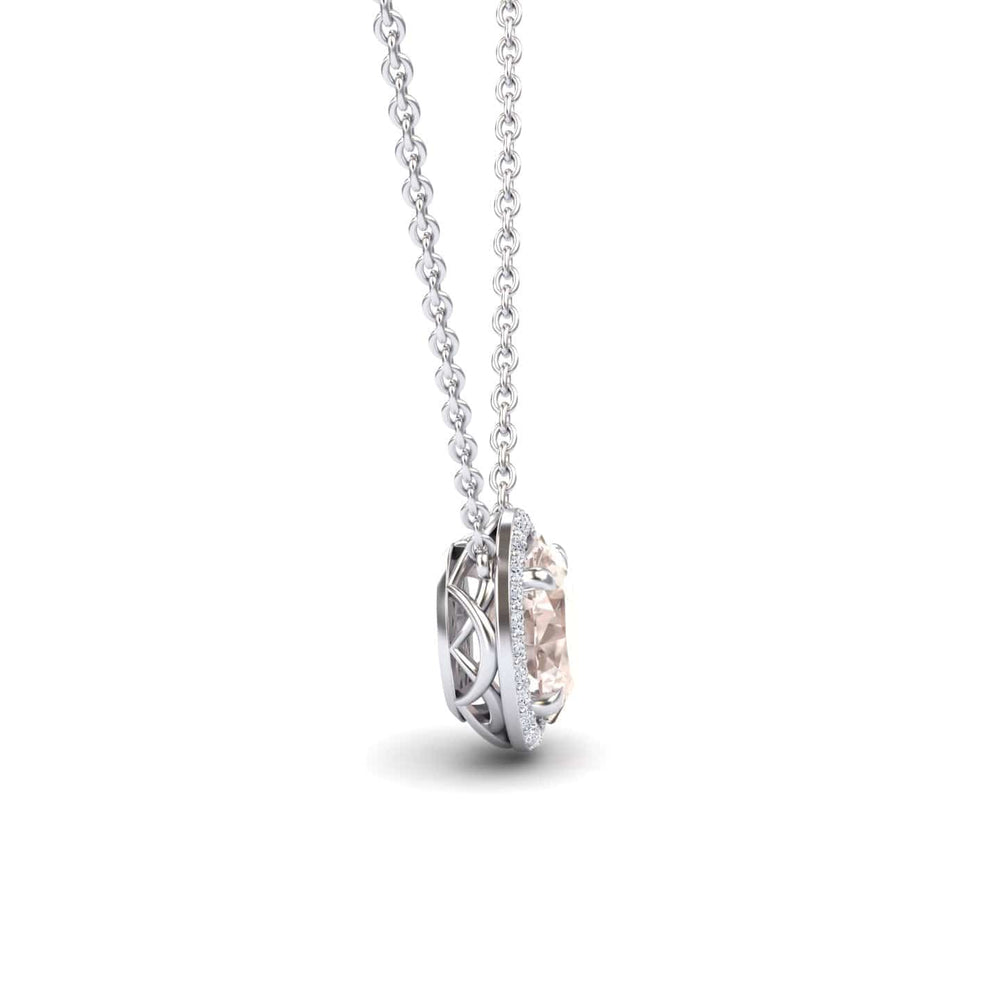 Morganite & Diamond Halo Necklace - Fabiola