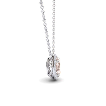 Morganite & Diamond Halo Necklace - Fabiola