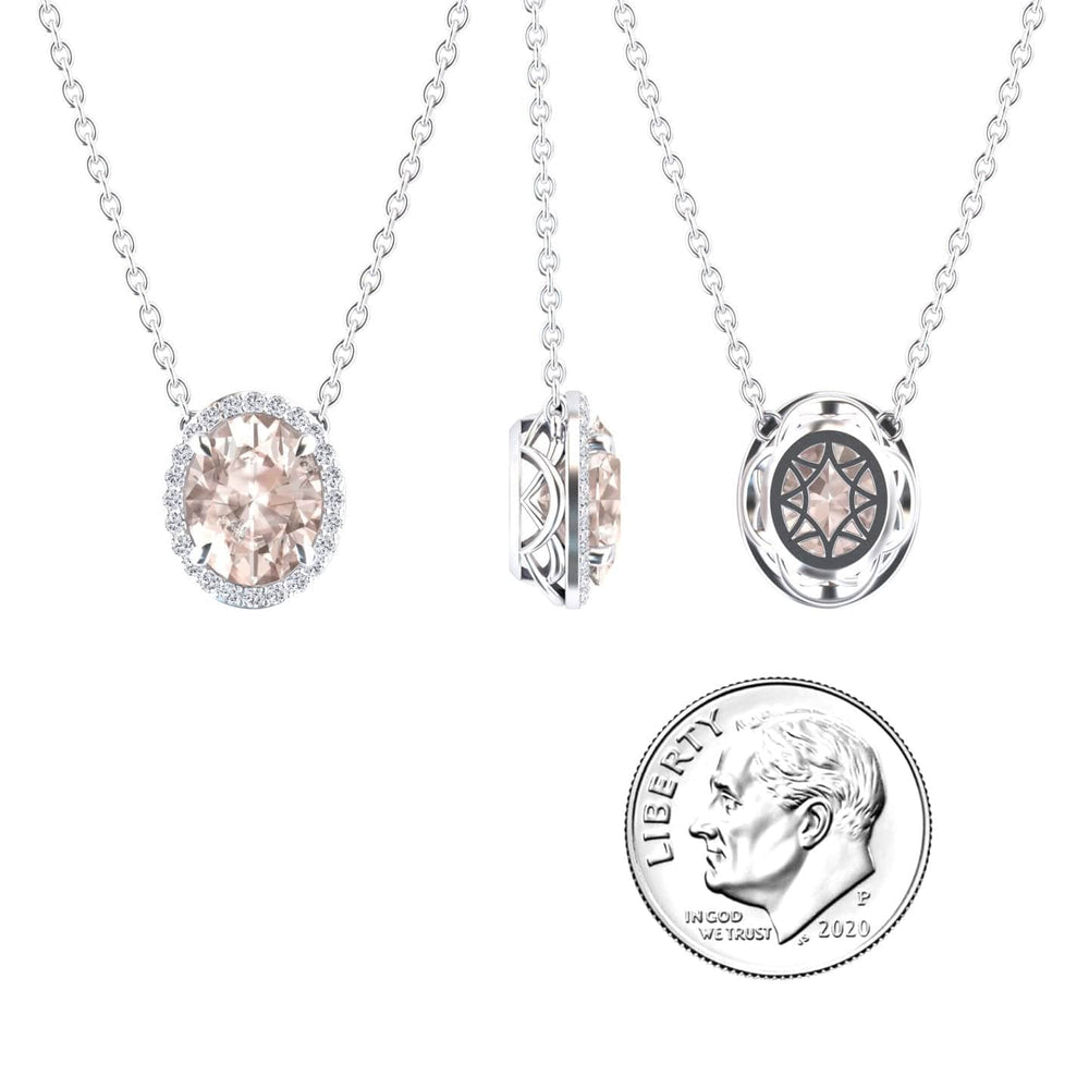 Morganite & Diamond Halo Necklace - Fabiola