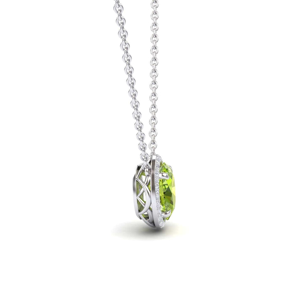 Peridot & Diamond Halo Necklace - Fabiola