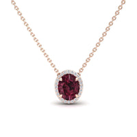 Rhodolite Garnet & Diamond Halo Necklace - Fabiola