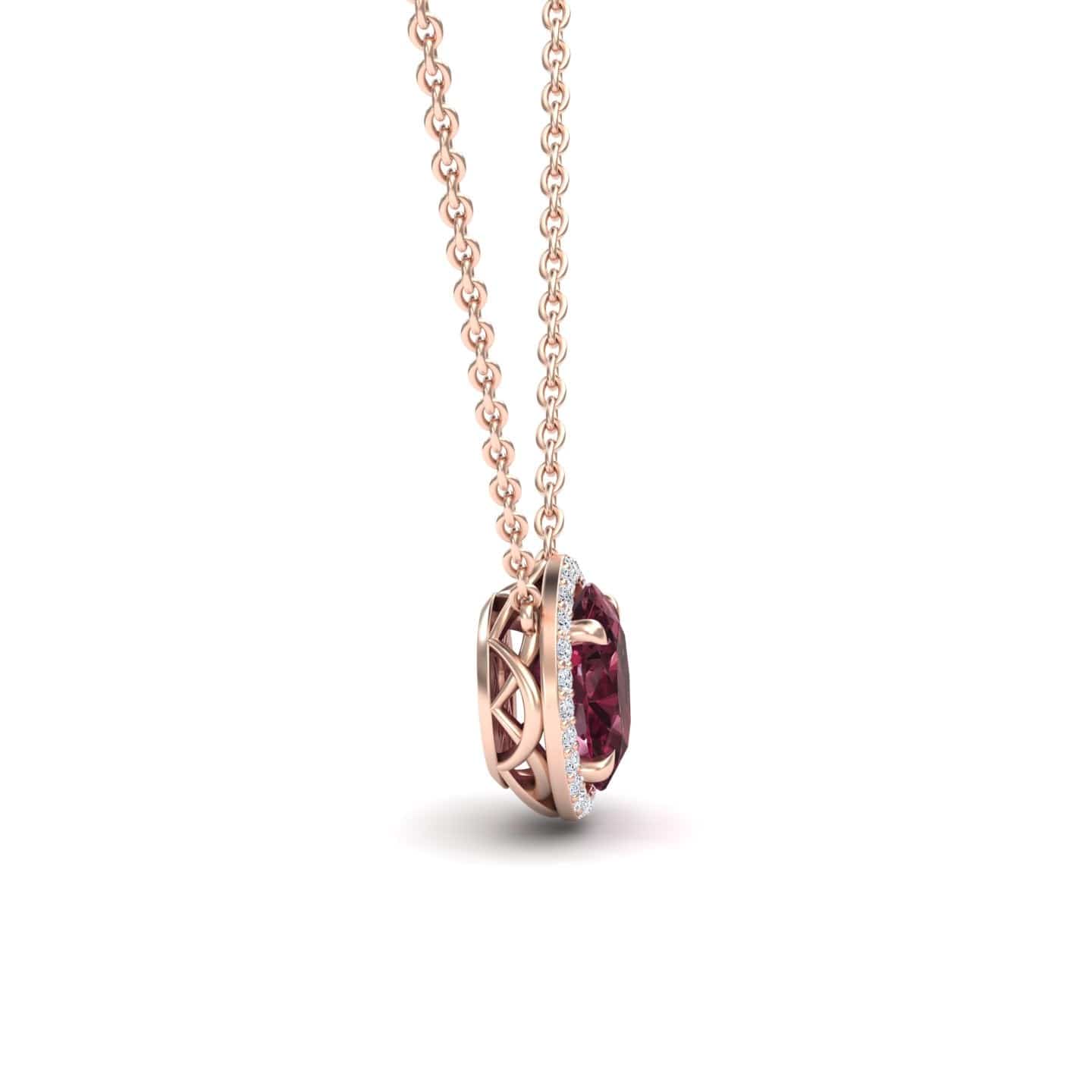Rhodolite Garnet & Diamond Halo Necklace - Fabiola