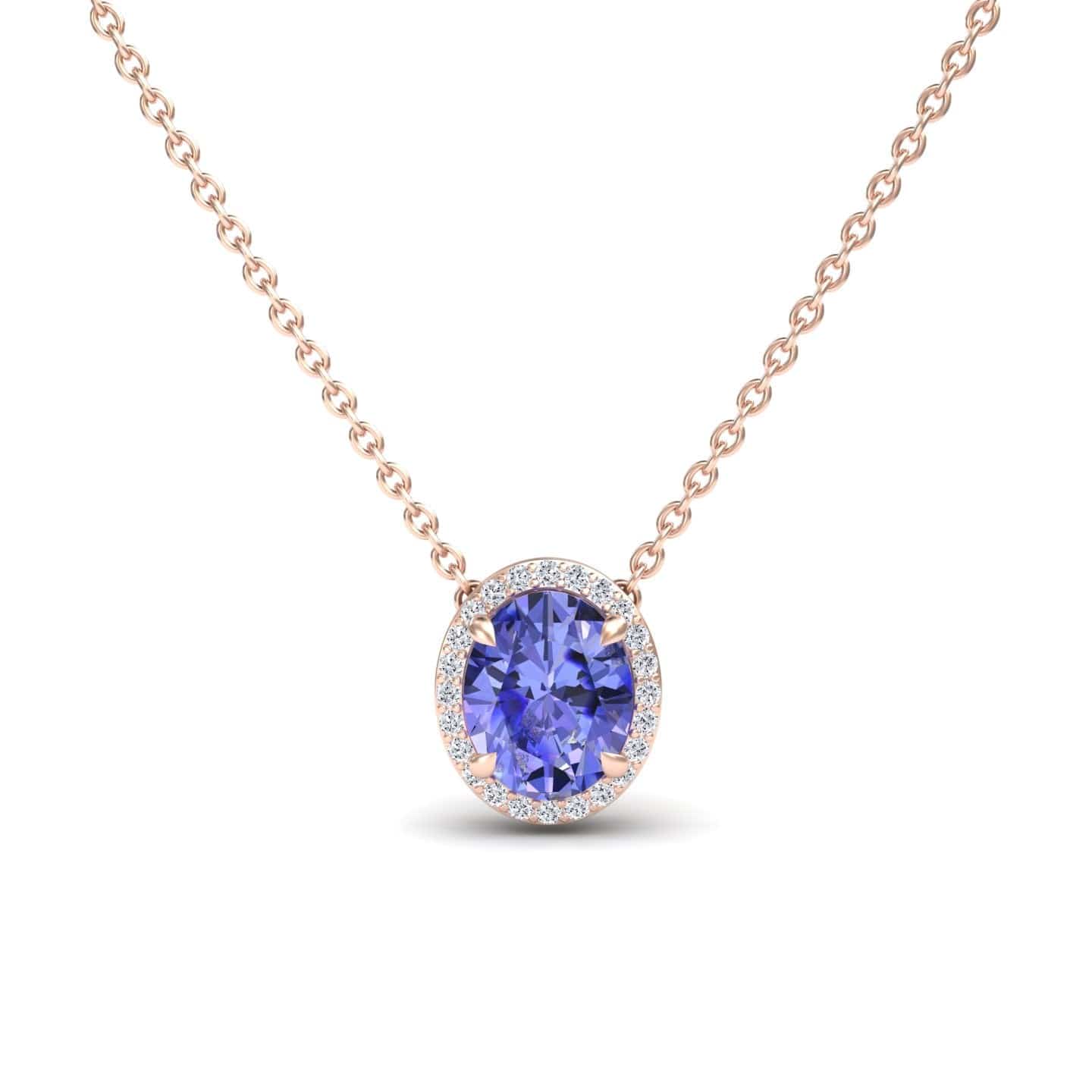 Tanzanite & Diamond Halo Necklace - Fabiola
