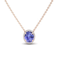 Tanzanite & Diamond Halo Necklace - Fabiola