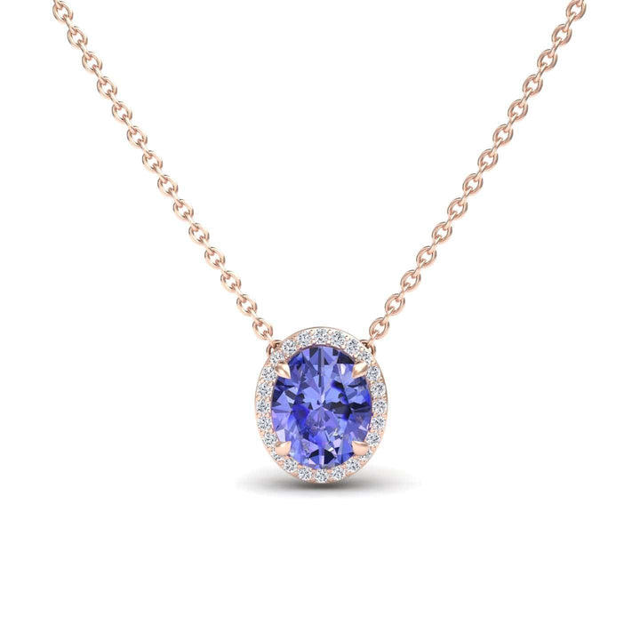 Tanzanite & Diamond Halo Necklace - Fabiola