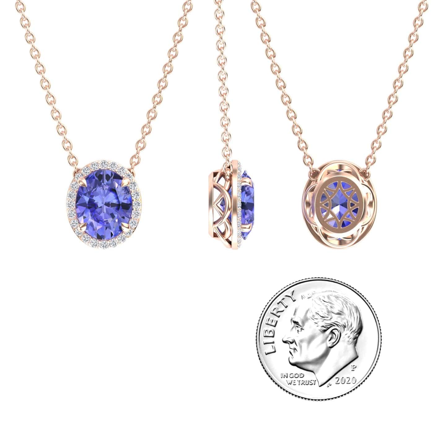 Tanzanite & Diamond Halo Necklace - Fabiola