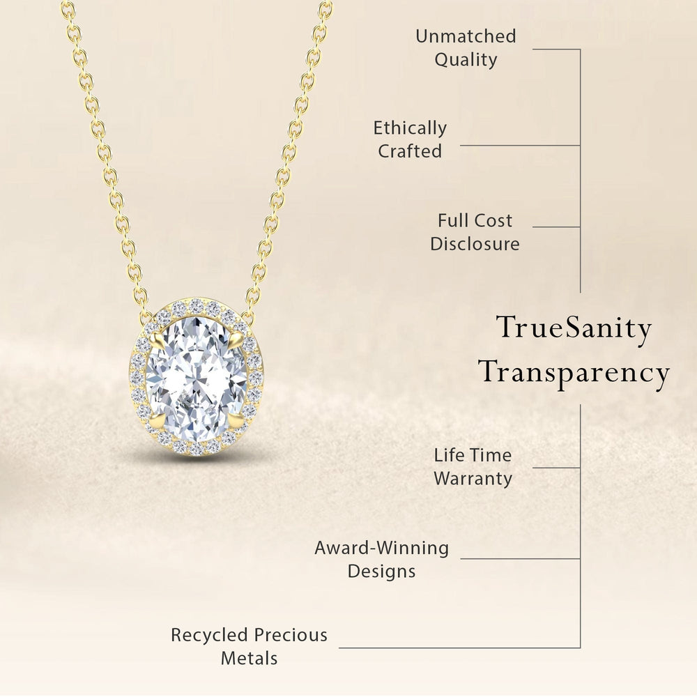 Lab Grown Moissanite & Diamond Halo Necklace - Fabiola