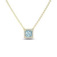 Aquamarine & Diamond Halo Necklace - Gabriella