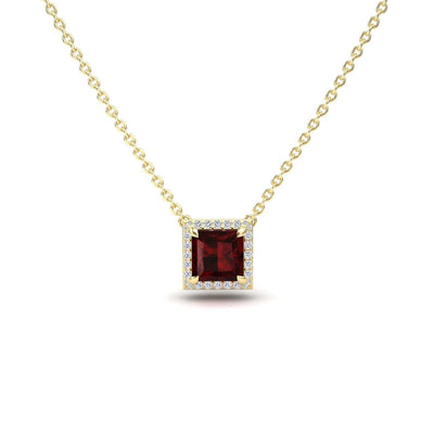 Garnet & Diamond Halo Necklace