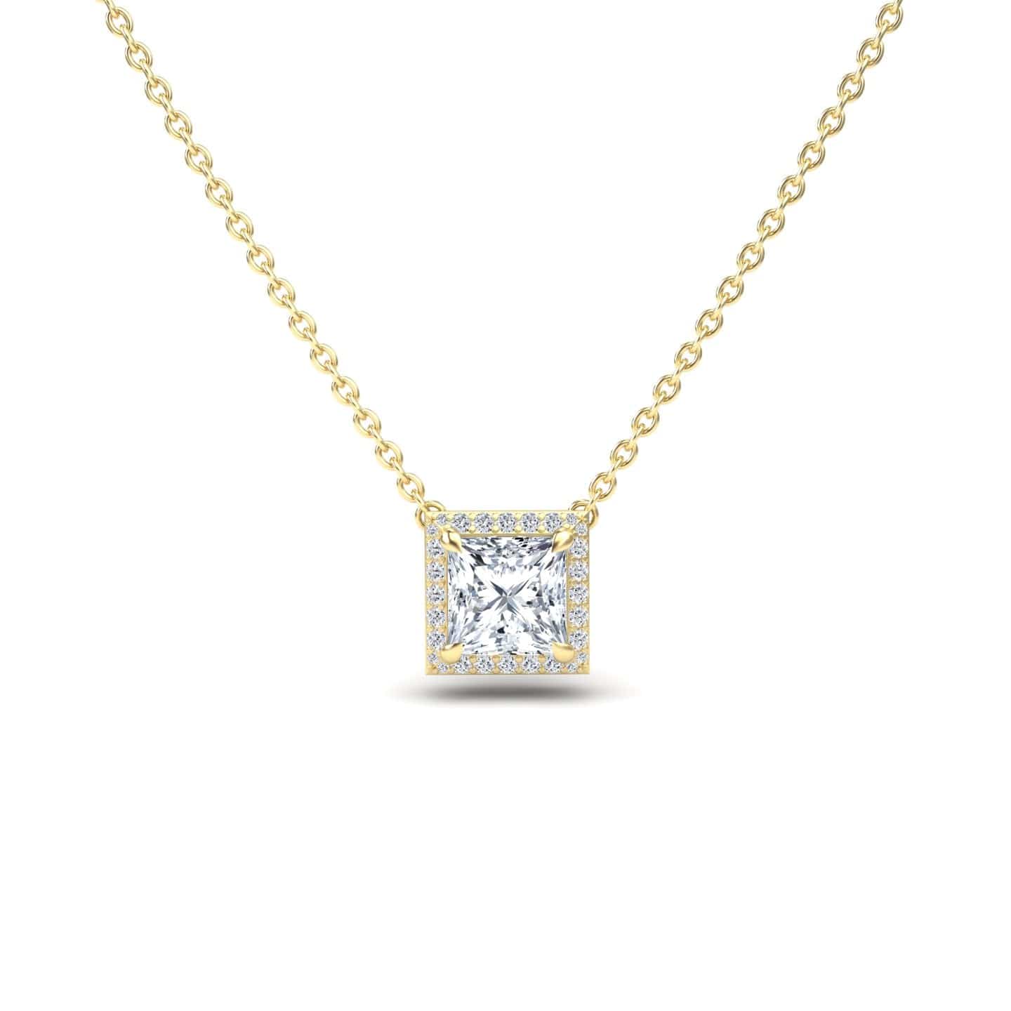 Moissanite & Diamond Halo Necklace - Gabriella