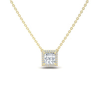Moissanite & Diamond Halo Necklace - Gabriella