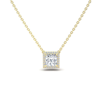 Lab Grown Moissanite & Diamond Halo Necklace