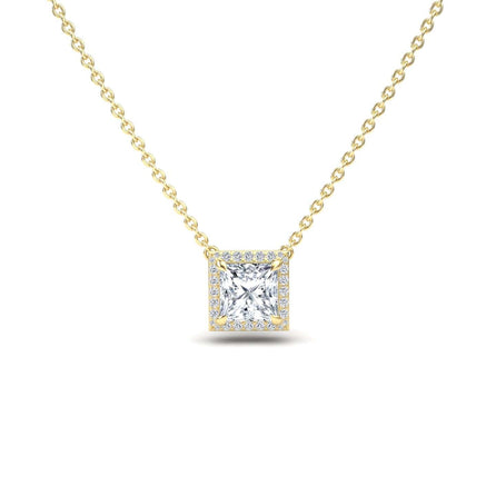Moissanite & Diamond Halo Necklace - Gabriella