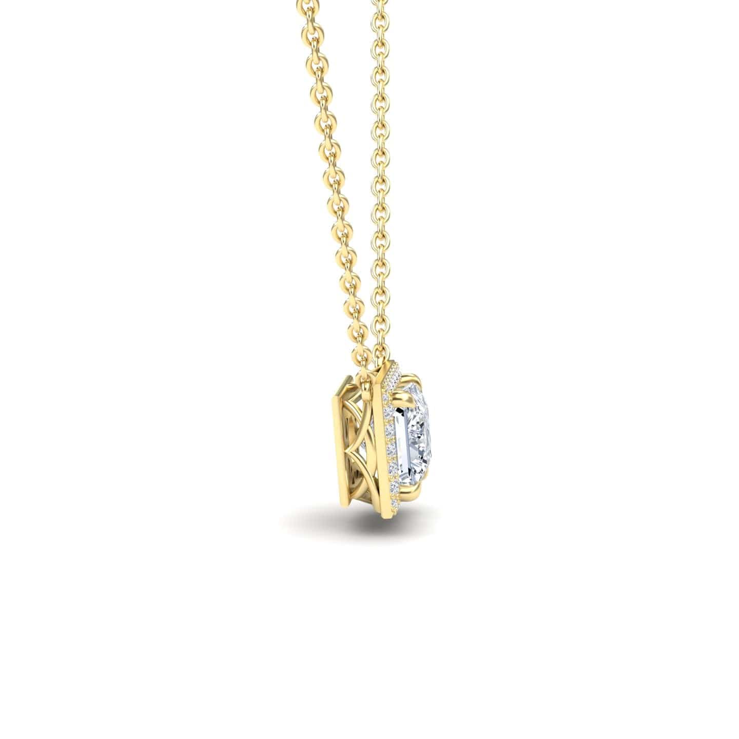 Moissanite & Diamond Halo Necklace - Gabriella