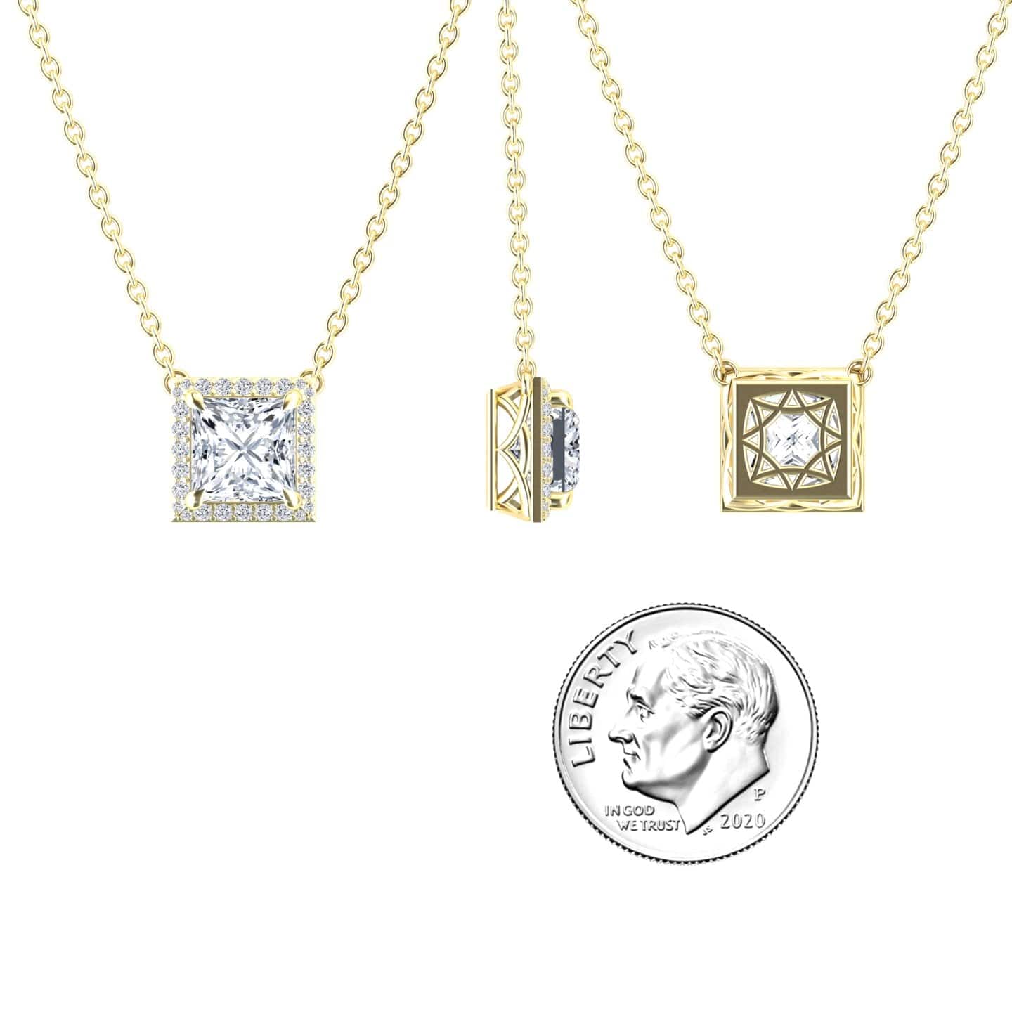 Moissanite & Diamond Halo Necklace - Gabriella