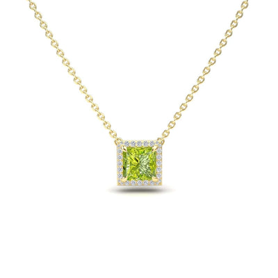 Peridot & Diamond Halo Necklace
