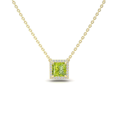 Peridot & Diamond Halo Necklace - Gabriella