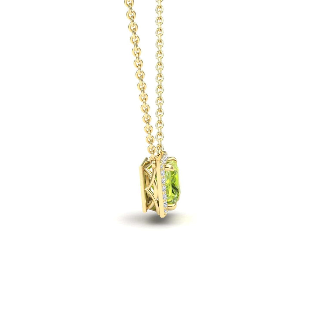 Peridot & Diamond Halo Necklace - Gabriella