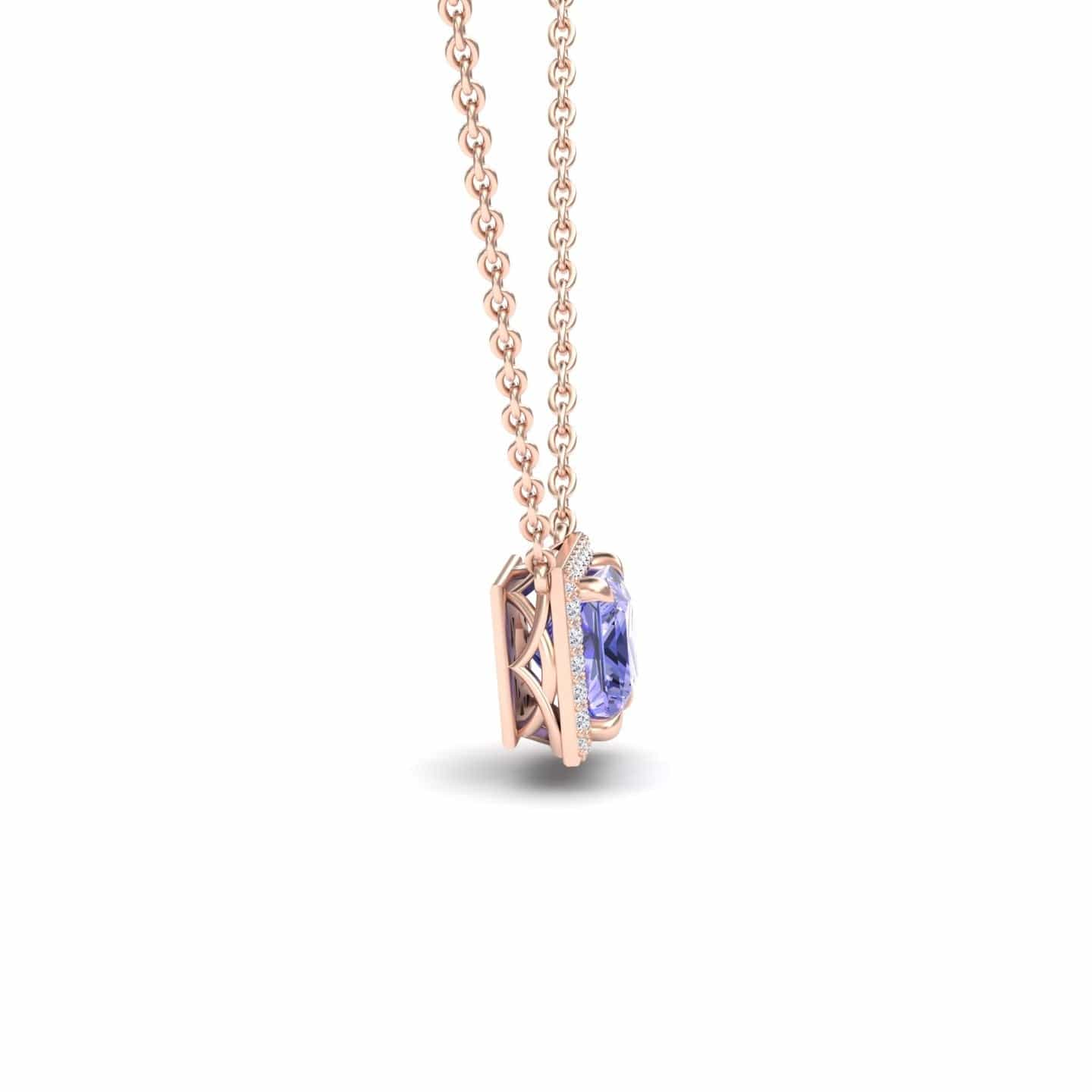 Tanzanite & Diamond Halo Necklace - Gabriella