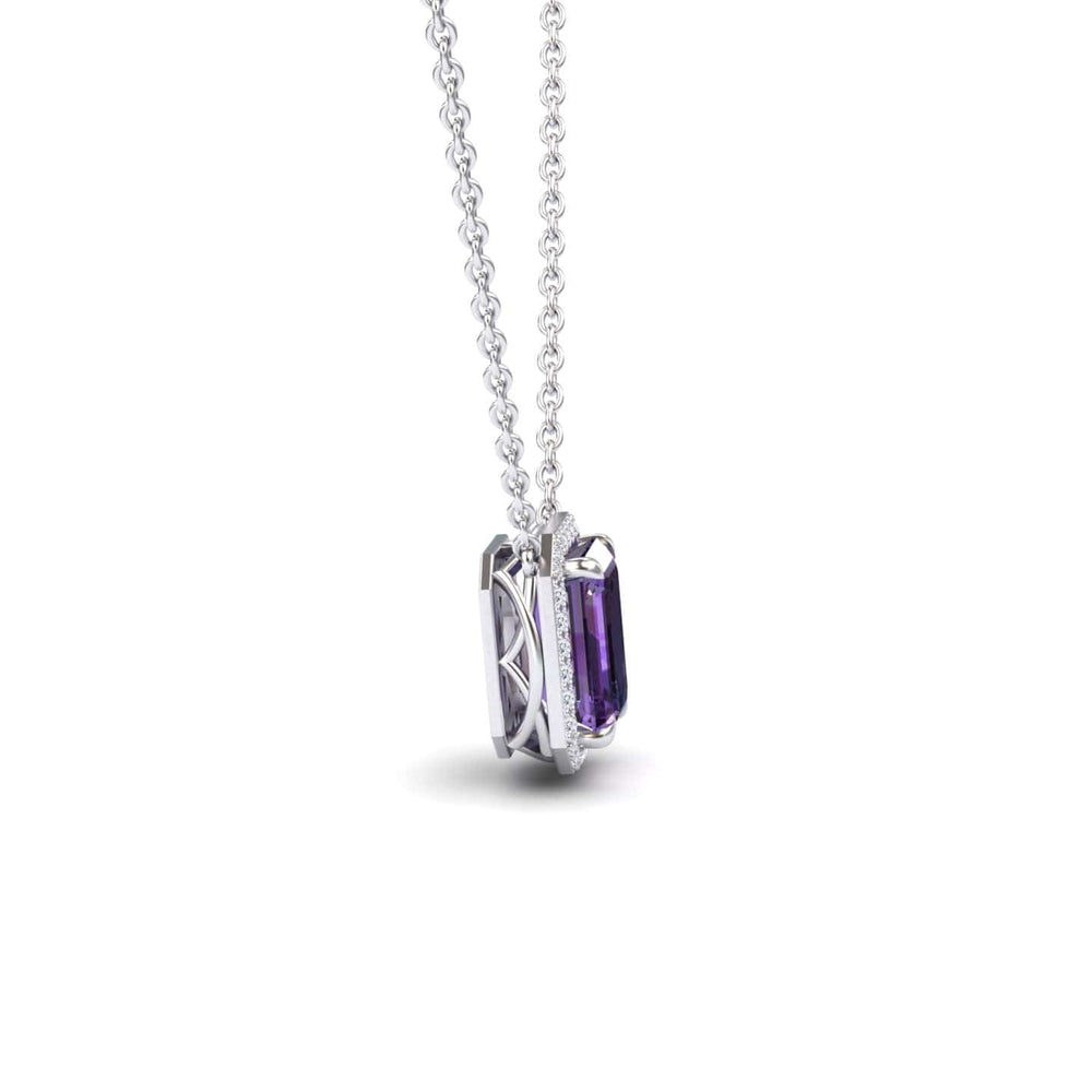 Amethyst & Diamond Halo Necklace - Hilary