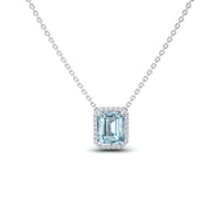 Aquamarine & Diamond Halo Necklace - Hilary