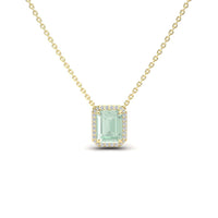 Green Amethyst & Diamond Halo Necklace - Hilary