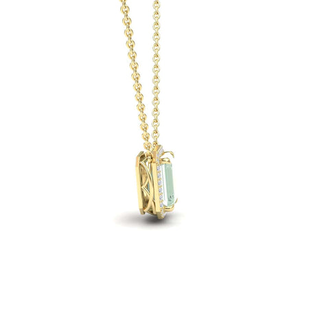 Green Amethyst & Diamond Halo Necklace - Hilary