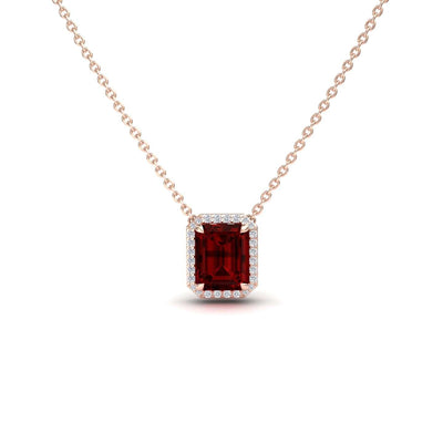Garnet & Diamond Halo Necklace