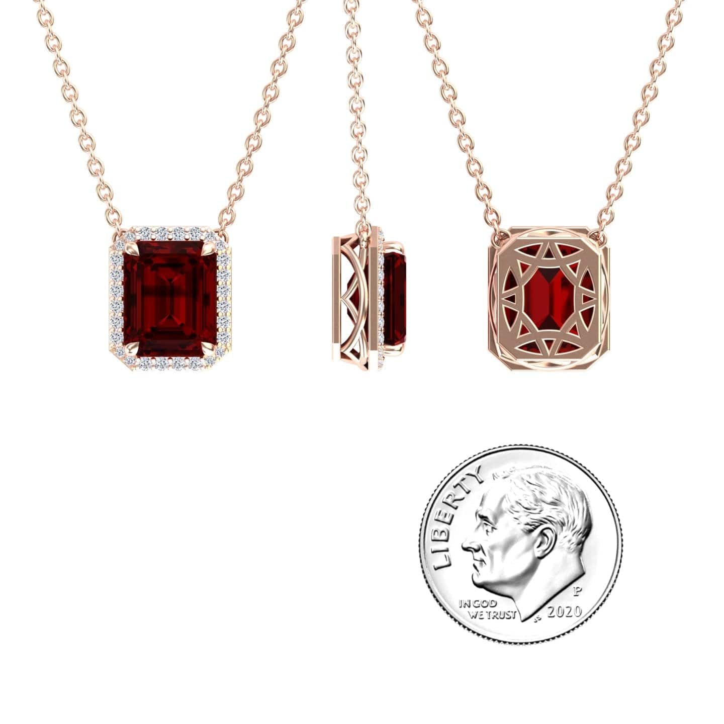 Garnet & Diamond Halo Necklace - Hilary
