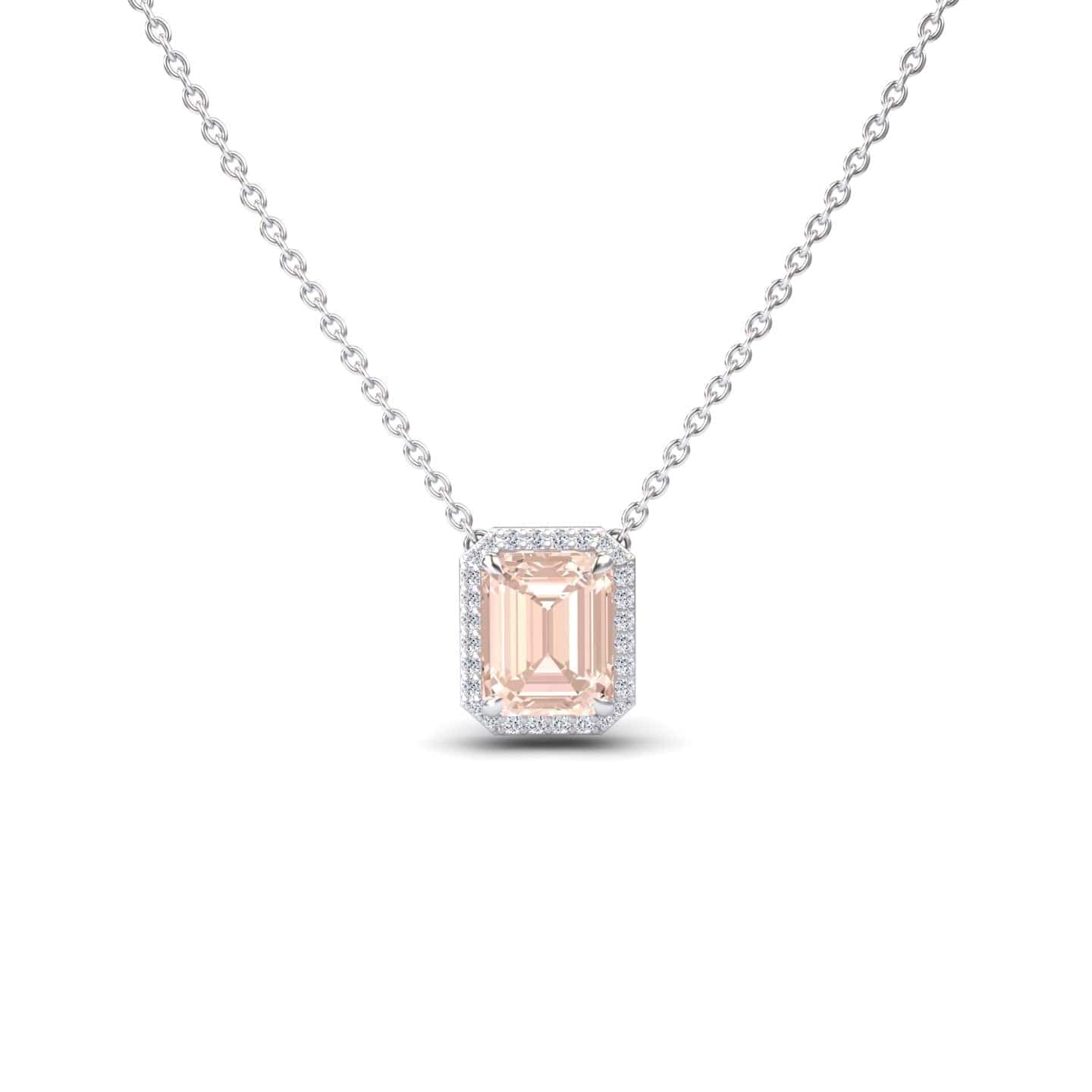 Morganite & Diamond Halo Necklace - Hilary