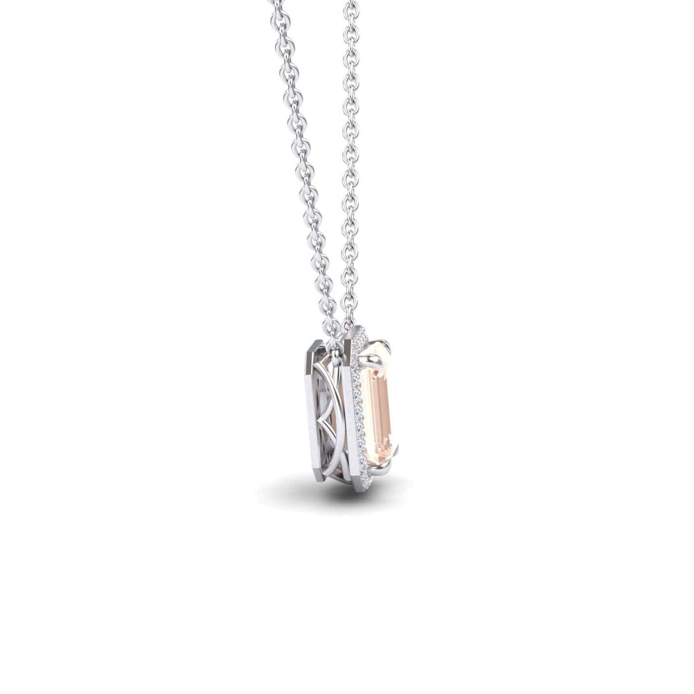 Morganite & Diamond Halo Necklace - Hilary