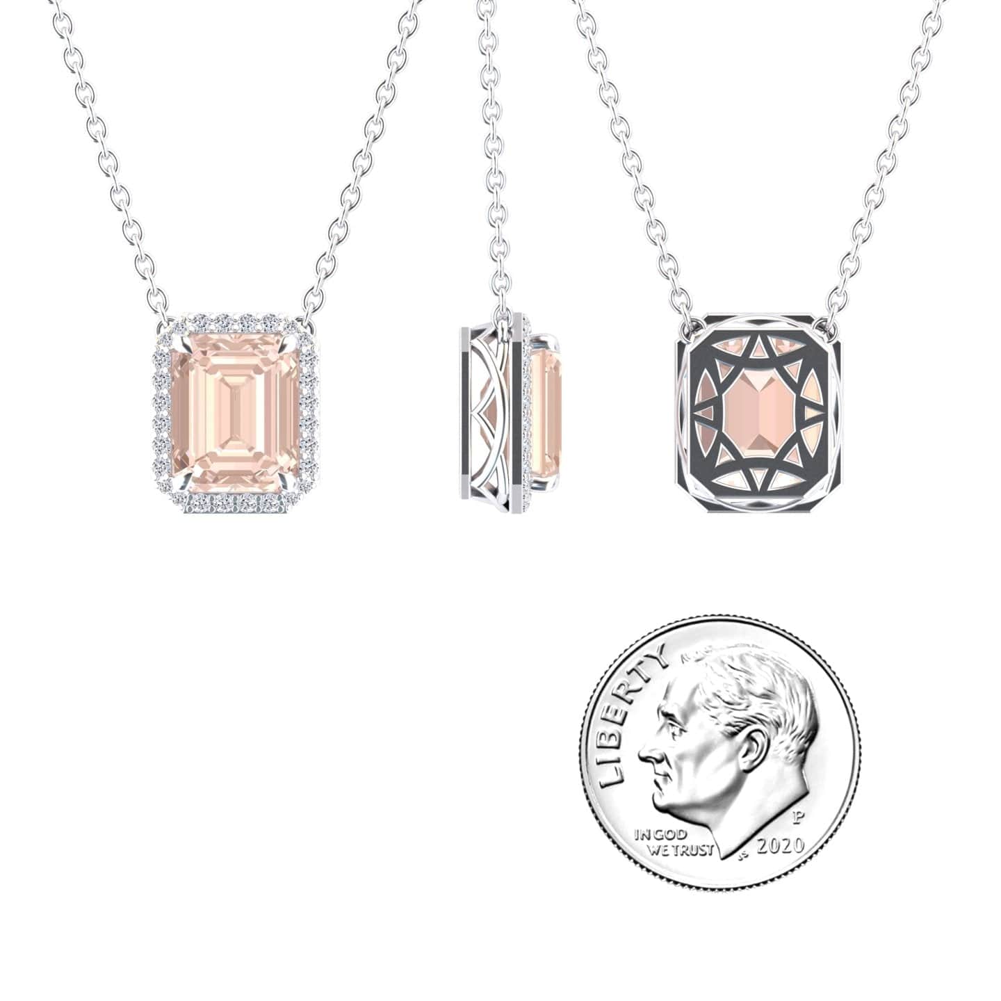 Morganite & Diamond Halo Necklace - Hilary