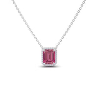 Pink Tourmaline & Diamond Halo Necklace - Hilary