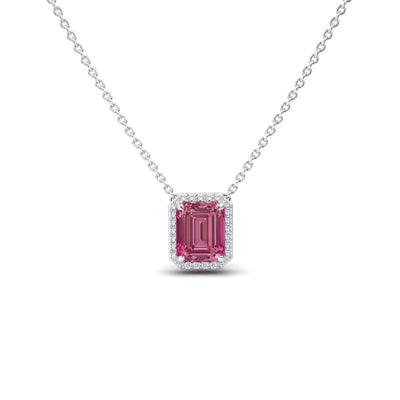 Pink Tourmaline & Diamond Halo Necklace