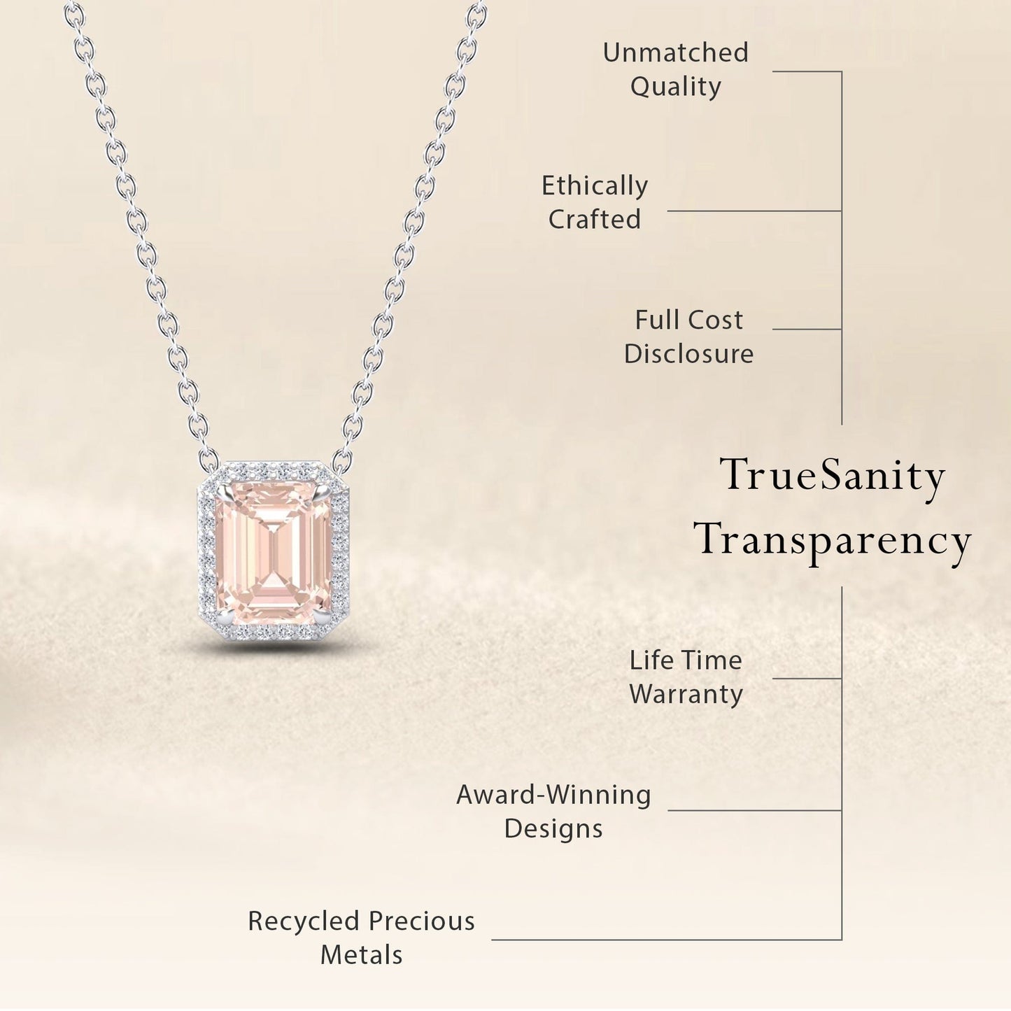 Morganite & Diamond Halo Necklace - Hilary