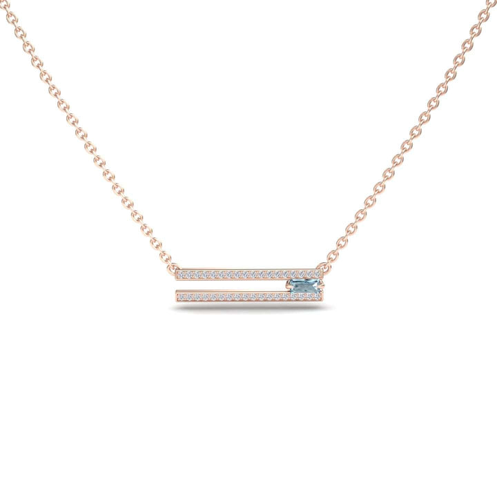 Aquamarine & Diamond Bar Necklace - Beatriz