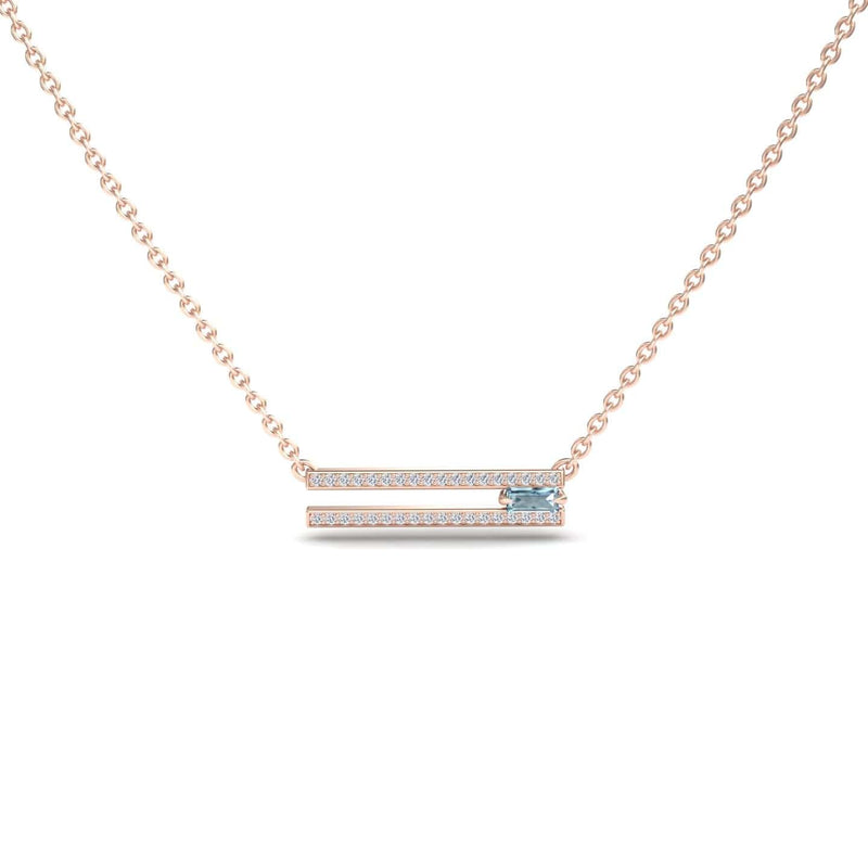 Aquamarine & Diamond Bar Necklace - Beatriz