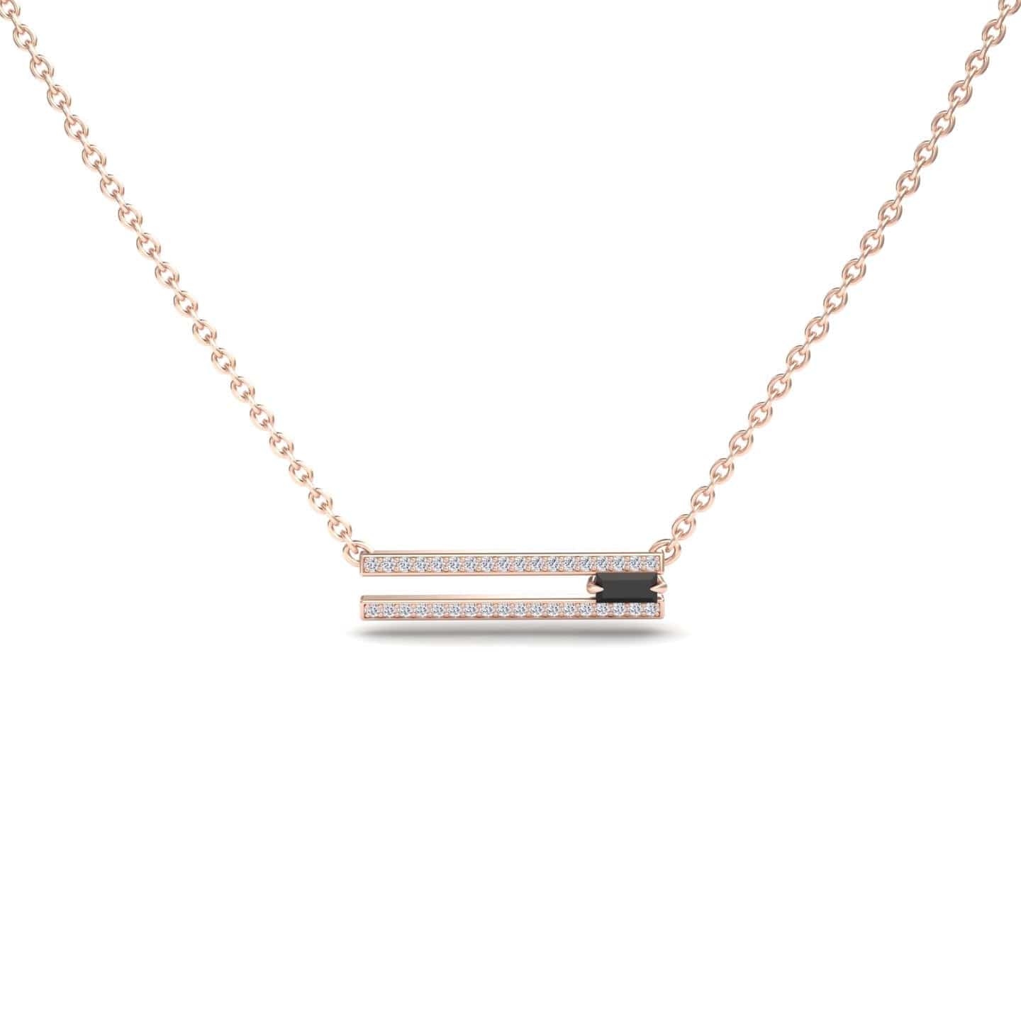Black & White Diamond Bar Necklace - Beatriz