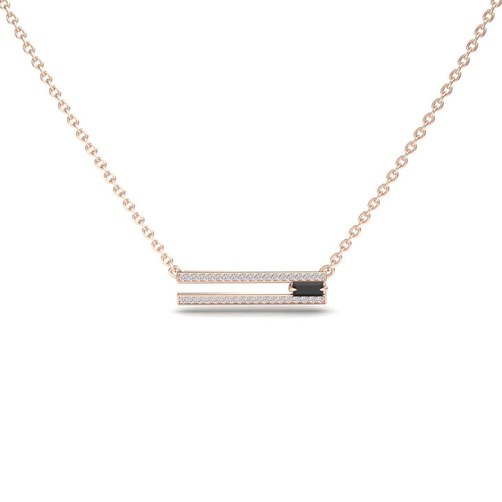 Black & White Diamond Bar Necklace - Beatriz