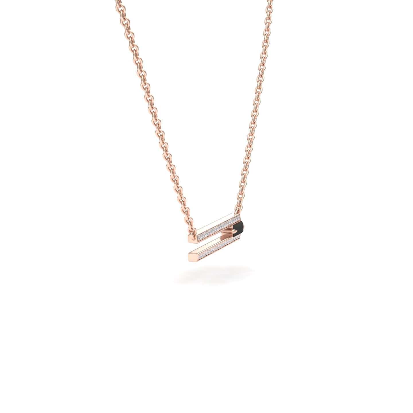 Black & White Diamond Bar Necklace - Beatriz