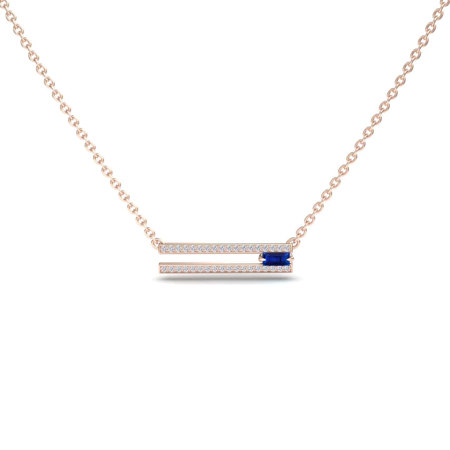 Blue Sapphire & Diamond Bar Necklace - Beatriz