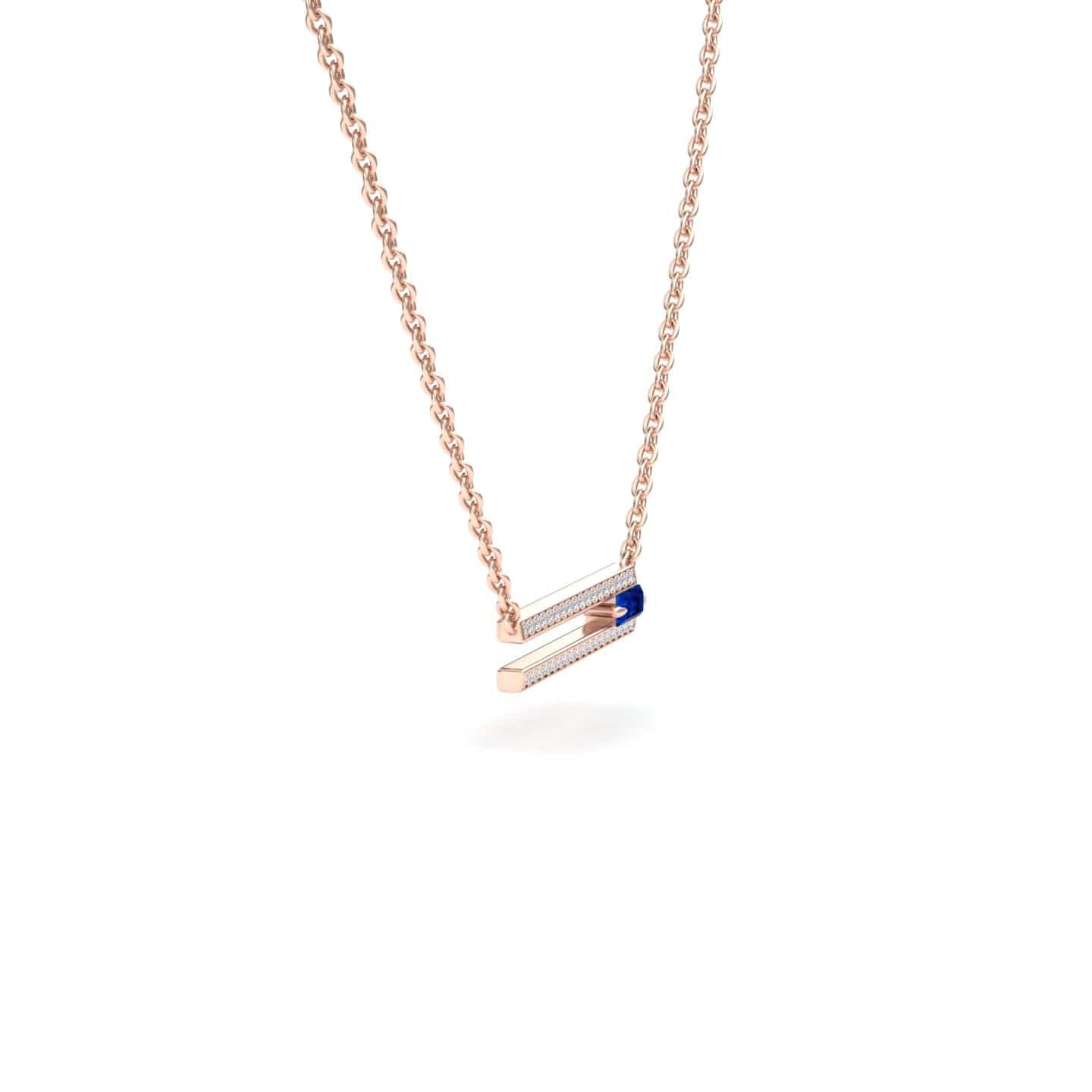 Blue Sapphire & Diamond Bar Necklace - Beatriz