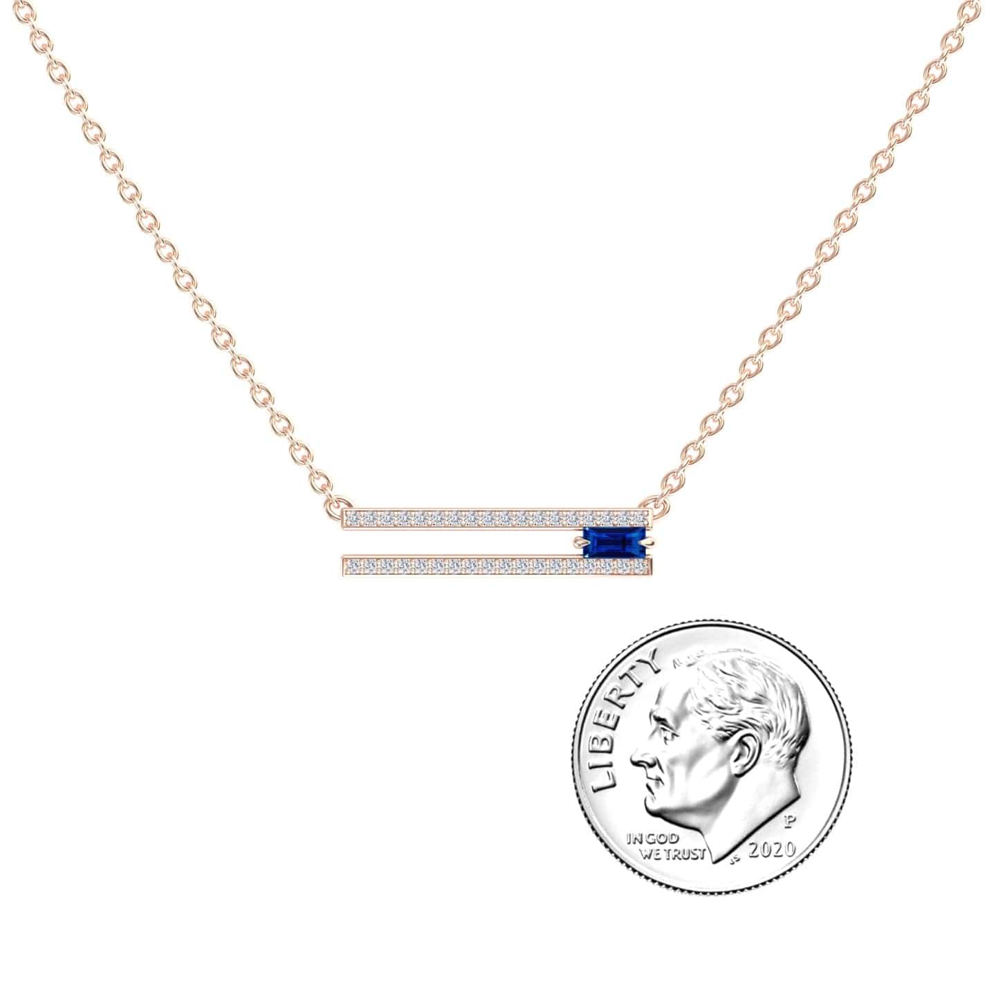 Blue Sapphire & Diamond Bar Necklace - Beatriz