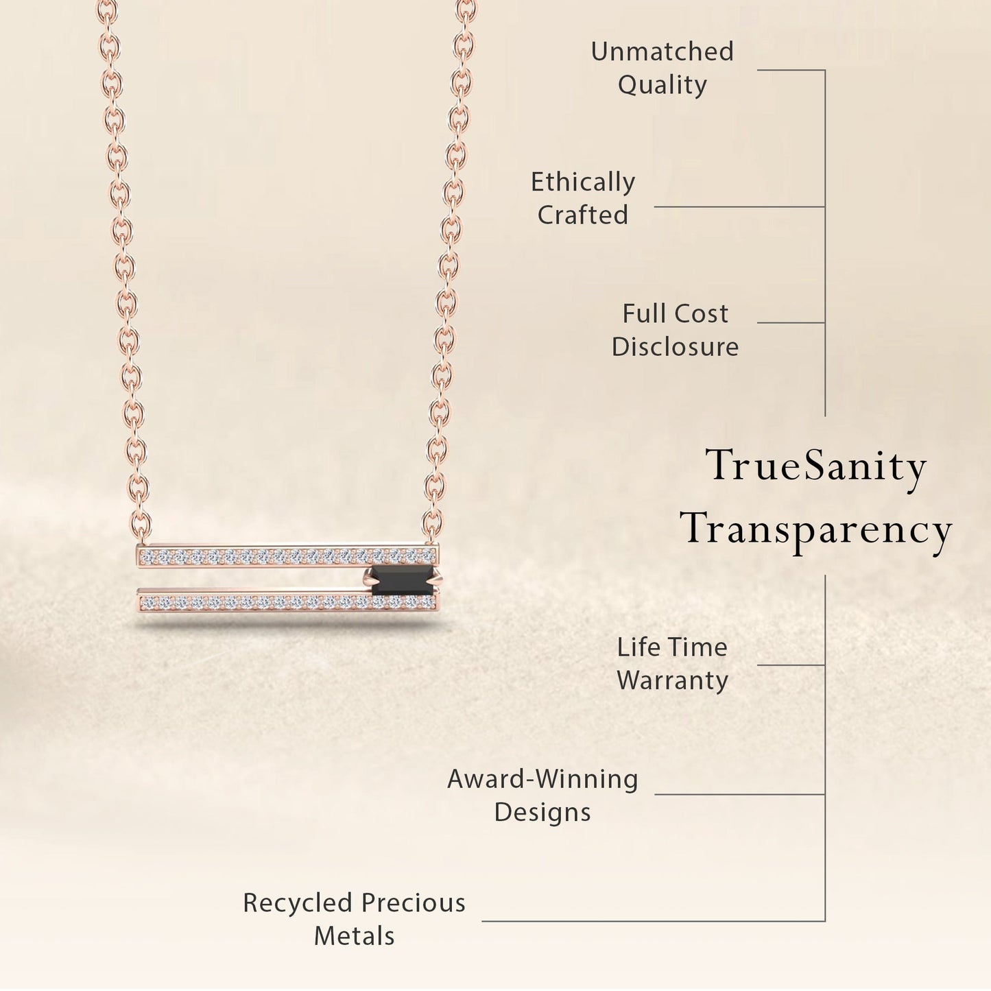 Black & White Diamond Bar Necklace - Beatriz